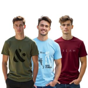 nobero men's graphic printed regular fit cotton t shirt (pack of 3)
